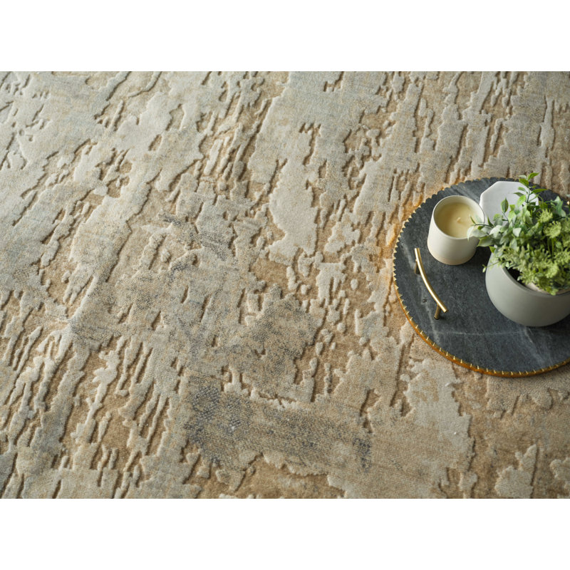 Infinity Handmade Wool/Nylon, Silver/Gray Area Rug, Rectangle 10' x 14'
