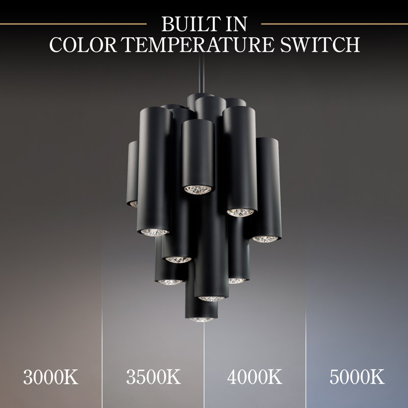 Tamara 16 - Light LED Pendant, 38.1" H x 26" W x 26" D, Black, 163 W