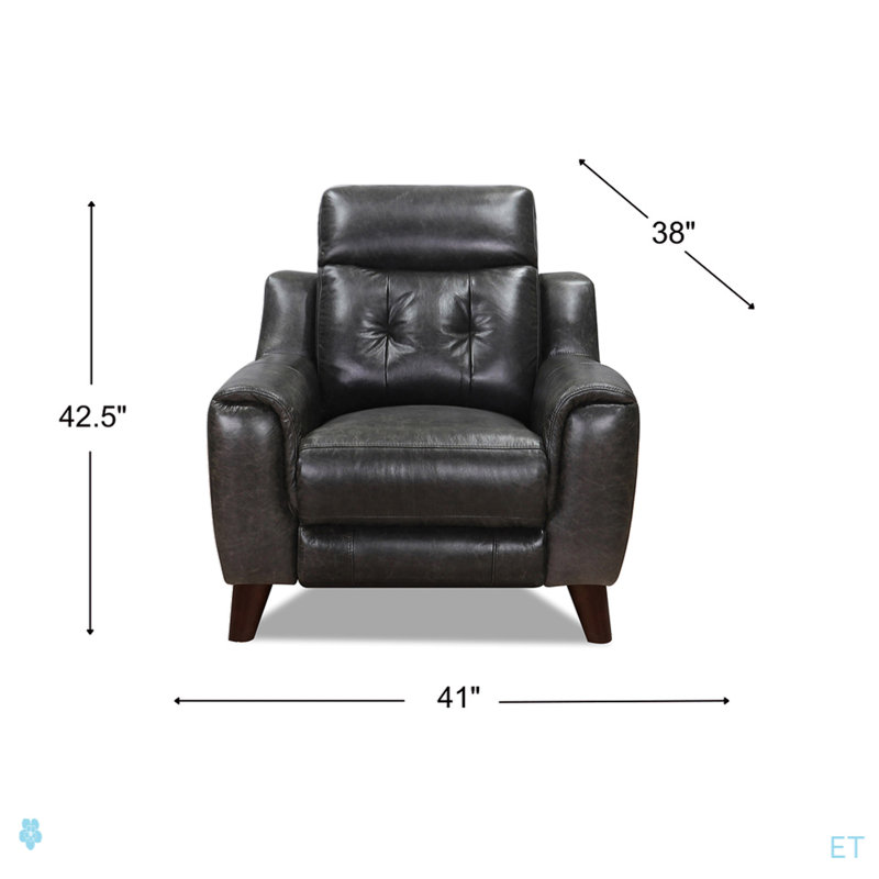 Fauteuil inclinable électrique sans gravité, Cuir véritable gris foncé