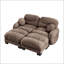 Pleated Design Cozy Chenille Fabric 2 Seater Modular Sofa with High-Density Ergonomic Foam, L Shape Sectional Couch, 2 Ottomans, and Round Armrests, Brown-133248018-133248017
