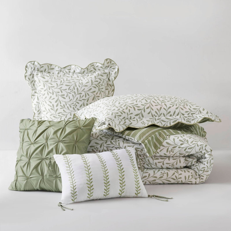 5- Piece King Print Comforter Set, King Sheet Set with 4 Additional Pieces, Sage Green