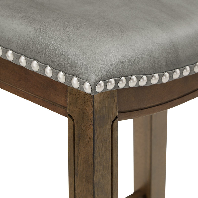 Zackery Upholstered Counter Stool with Solid Wood Frame, Gray, Counter Stool (24" Seat Height)