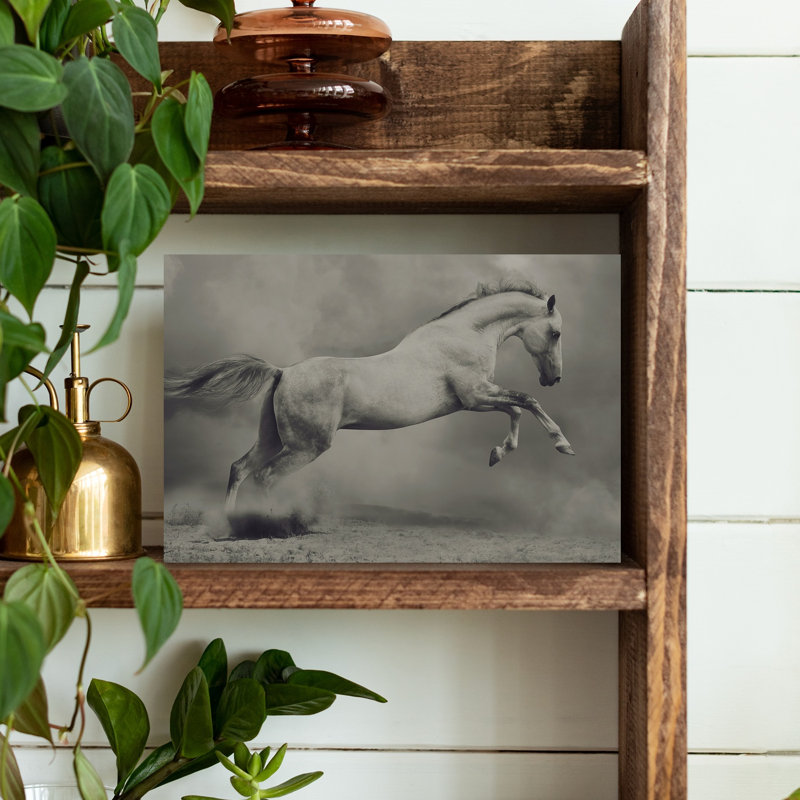 «Leaping Horse Dust», art mural cheval contemporain, 12" H x 18" W
