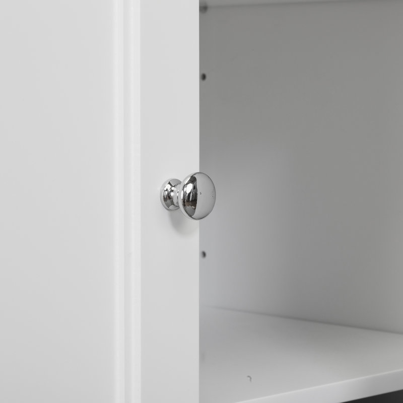 Nantwich Freestanding Two-Door Floor Accent Bathroom Storage Cabinet with Adjustable Interior Shelves, White