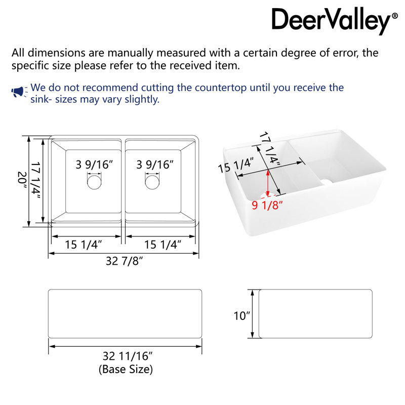 Évier de cuisine à double cuve avec station d'évier, grille à découper et égouttoir DeerValley L 33 po x l 20 po, Blanc