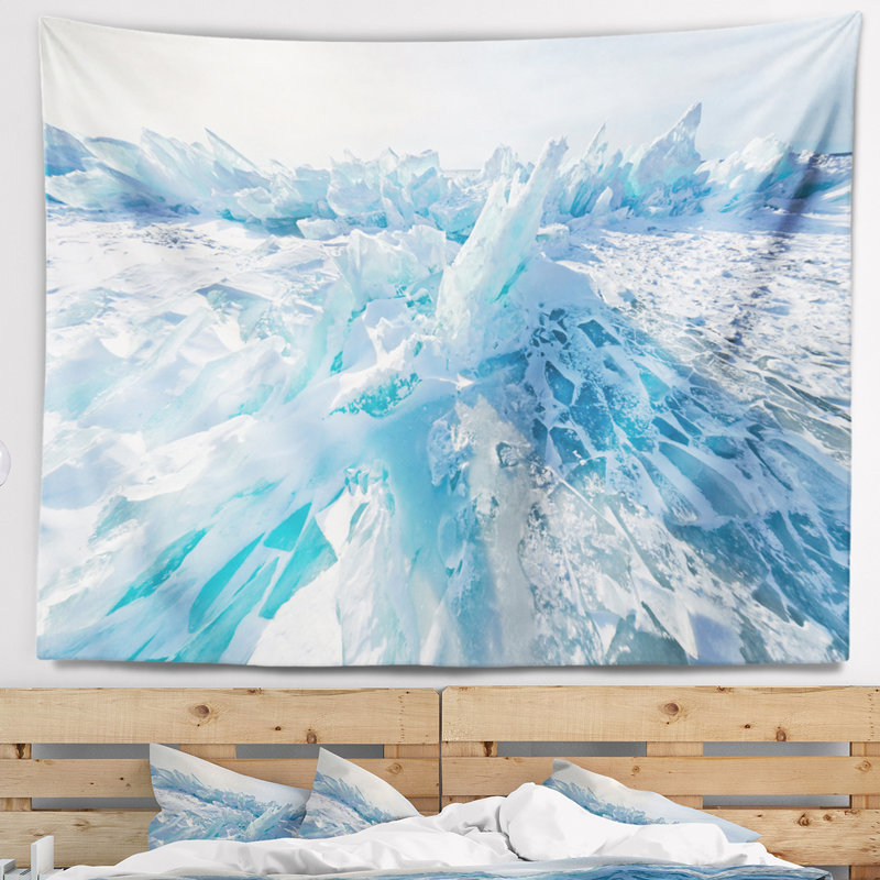Tapisserie paysage paysage bleu glacier, H 32 po x l 39 po