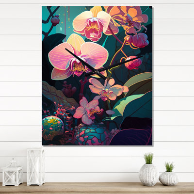 Jerena - Floral Orchid Wall Clock Oversized