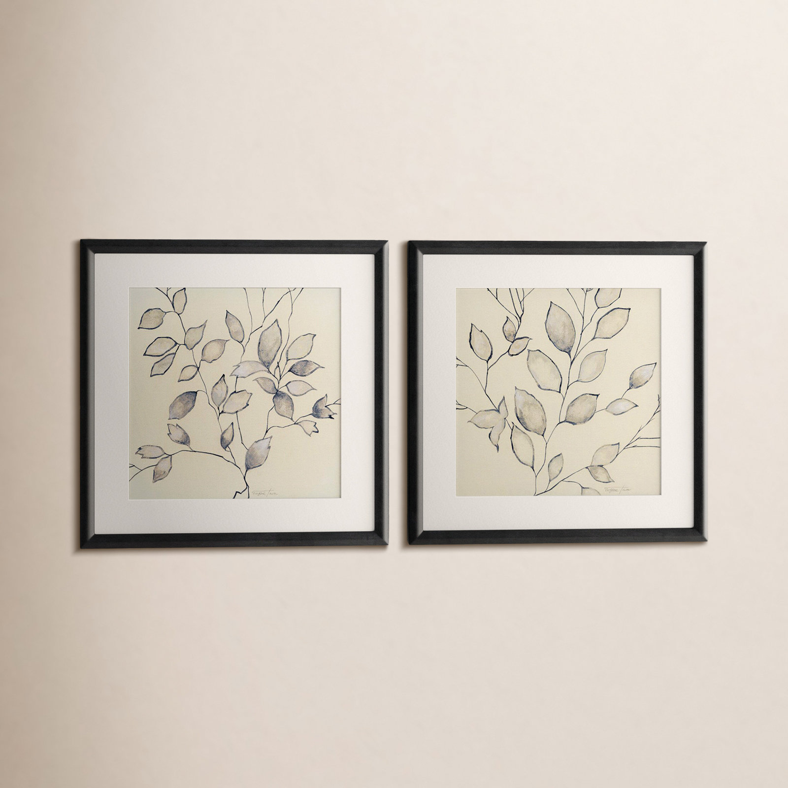 Whispering Leaves 2-Piece Painting Set, Black
