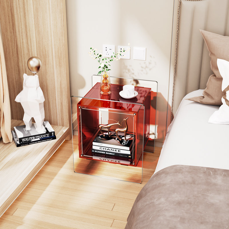 Samuelsson Acrylic Side Table, Nightstand Bedside Table, Red