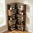 6 Tier Corner Bookshelf, 66" Tall L Shaped Bookshelf With Baffle, Freestanding Display Corner Shelf, Wooden Bookcase With Open Shelf Units For Living Room, Bedroom, Home Office, Walnut