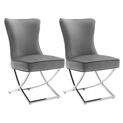 Charys Tufted Velvet Upholstered Cross Legs Parsons Dining Chair