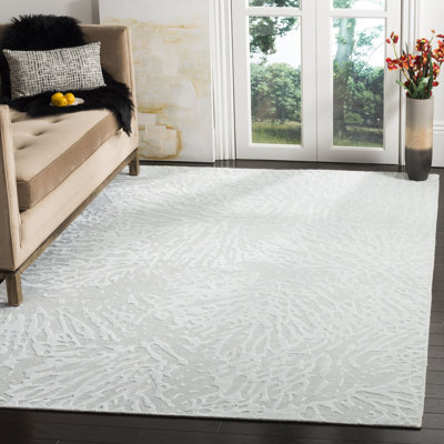 Juhi Hand Loomed Viscose/Cotton Solid Color Rug in Light Gray