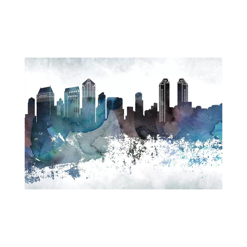 San Diego Bluish Skylines - Print on Canvas, 20.32 cm H x 30.48 cm W, Wrapped Canvas