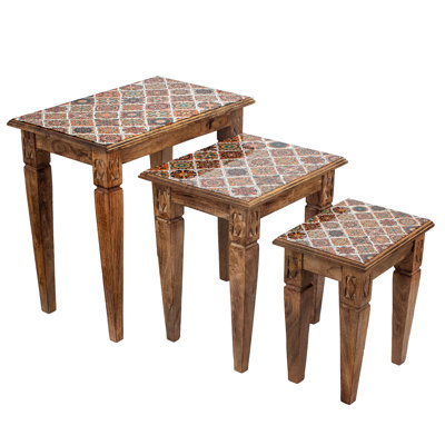 Botto Solid Wood Top Rectangular Side Table
