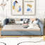 Lit plateforme tapissier grand et simple TG, lit mère et enfant, similicuir-2082380980