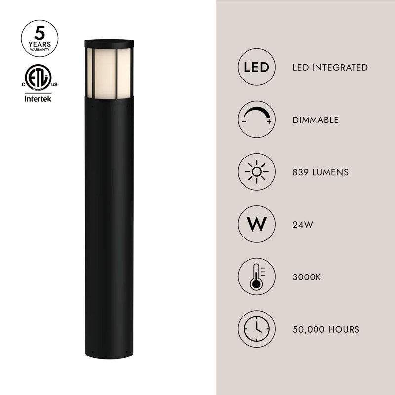 Alden LED Bollard Light, 41.38" H x 6.38" W x 6.38" D