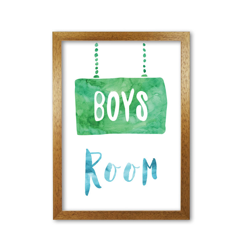Boys Room - Painting, 30 cm H x 21 cm W x 5 cm D, Honey Oak Frame