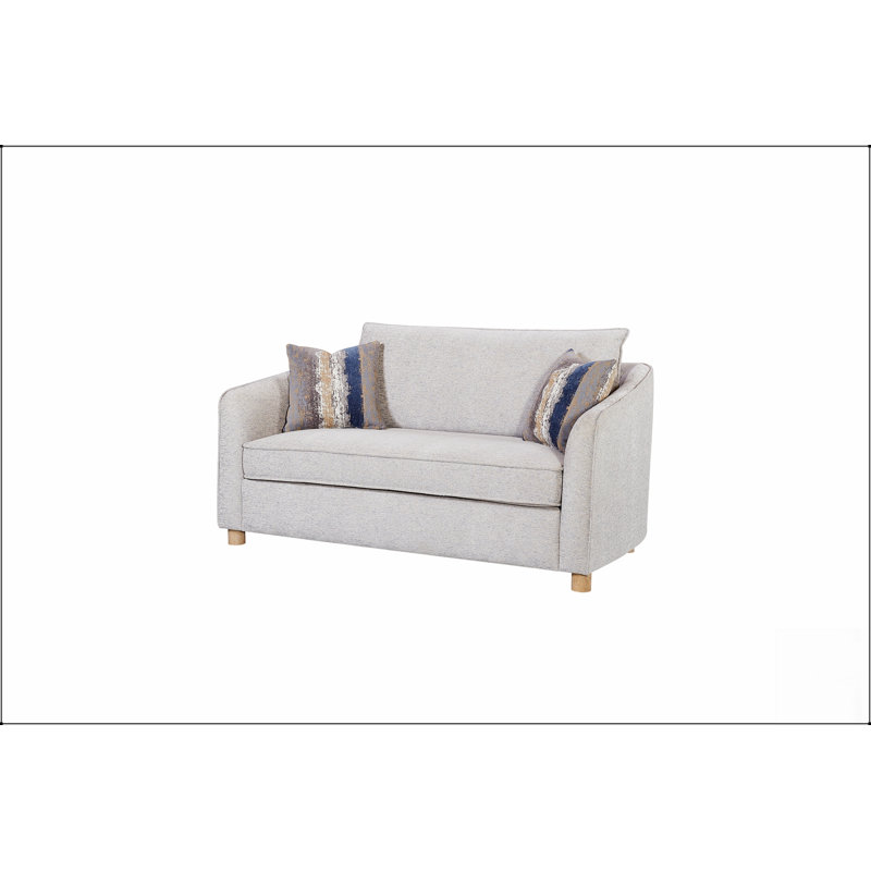 Causeuse à coussin réversible en polyester sable avec 2 coussins décoratifs en duvet, mousse haute densité, revêtement en dacron et support à ressorts sinueux