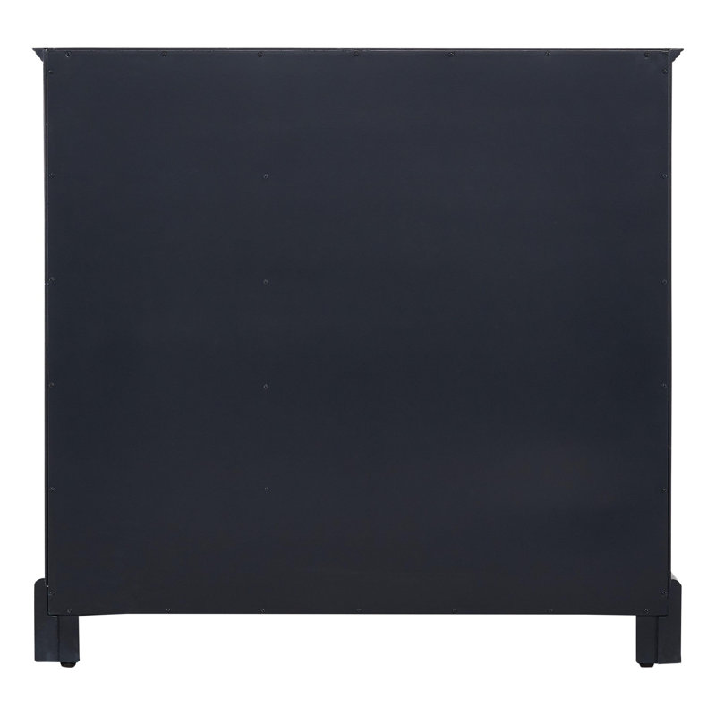 Midnight Navy Blue 36" Freestanding Single Basin Vanity Cabinet with Brass Hardware