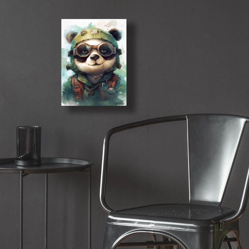 «Aviator Panda» par MomArt, verre mural, H 16 po x l 12 po x P 0,13 po