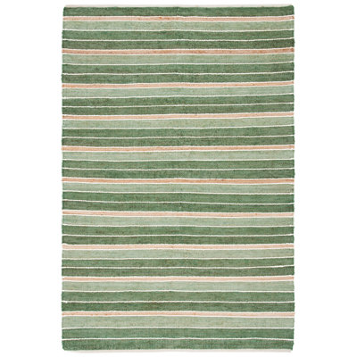 Tapis rayé vert / naturel en jute / coton / laine tissé à la main Geissler