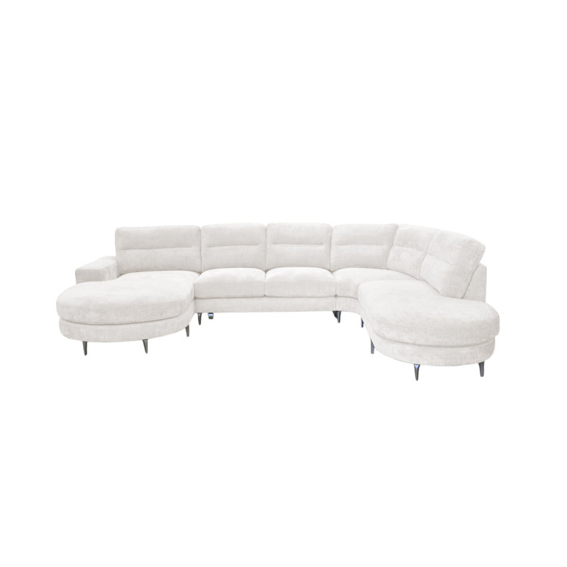 6 Seater Corner Sofa , Right Hand Facing, White