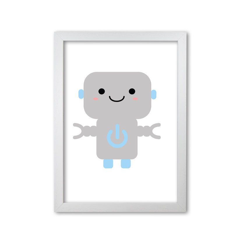 Robot - Print, White Grain Frame, 42 cm H x 30 cm W x 5 cm D
