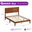 Structure de lit plateforme en bois massif de style Mid-Century avec support en lattes de bois, brun-1904663217-1904663216