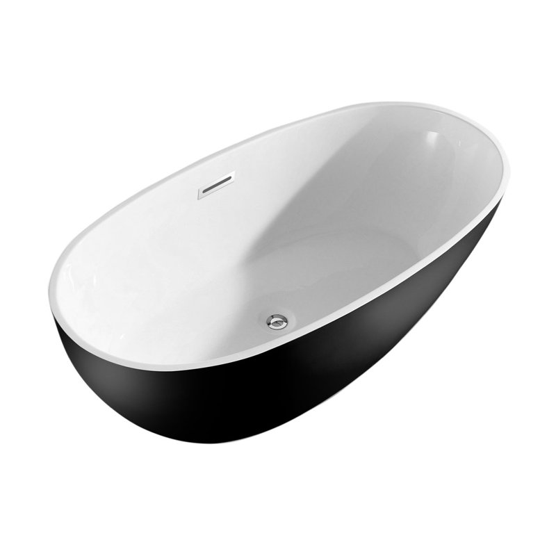 Ponoka 67'' x 34'' Freestanding Soaking Acrylic Bathtub, Black
