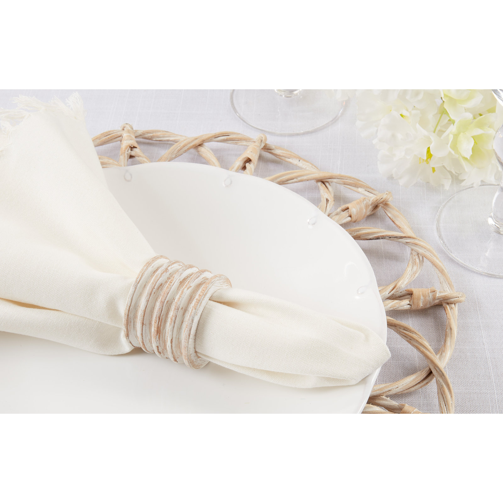 Napkin Ring Set, White