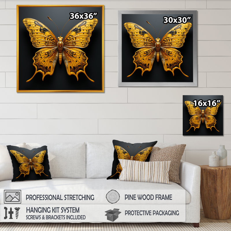 " Butterfly Expressionist Freedom ", 24" H x 24" W x 1" D, White Single Picture Framed