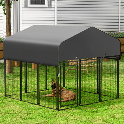 7'' x 7.25'' x 6.25'' Large Dog Kennel Outside with UV Protection Waterproof Cover, 12 Panels Outdoor Dog Pen Outside Kennel