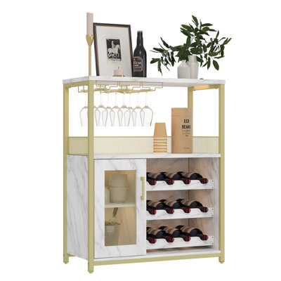 Grande armoire à vin de 36 pouces avec tablettes réglables, support à vin amovible et quincaillerie anti-basculement pour la cuisine, la salle à manger