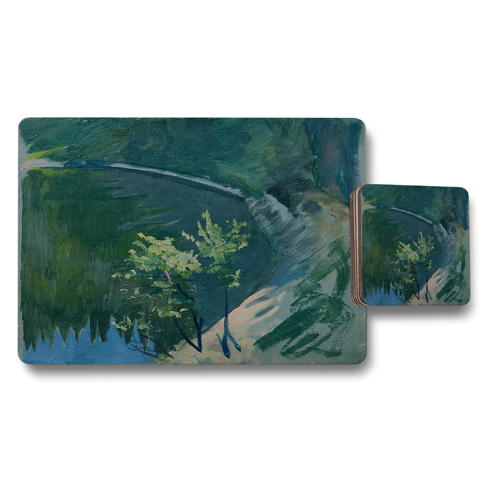 Forest River Scenic Placemat and Coaster Set Artwork
