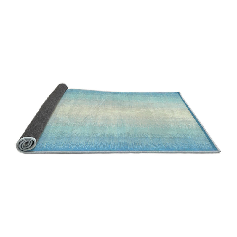 Tapis abstrait bleu / beige, Rond 6 pi