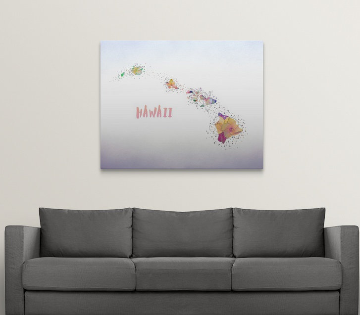 « hawaii state fleur (hawaii hibiscus) », impression, H 16 po x l 20 po x P 1,5 po, Toile