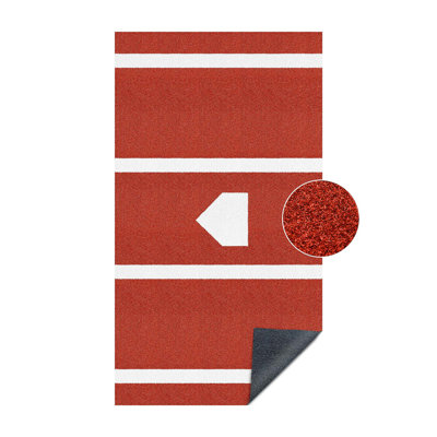Tapis de baseball - Tapis antidérapant en caoutchouc 10 x 3,8 pi, portatif intérieur / extérieur, tapis de cage de frappe, plaque de maison, pâte, pichet, entrainement de receveur