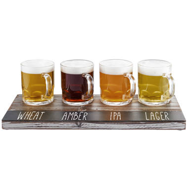 Acopa Write-On Flight Tray with Mini Drinking Jar Tasting Glasses