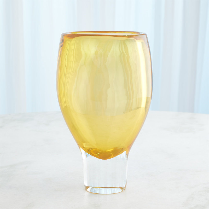 Vase-Amber-Lg, 12" H x 6.75" W x 4" D