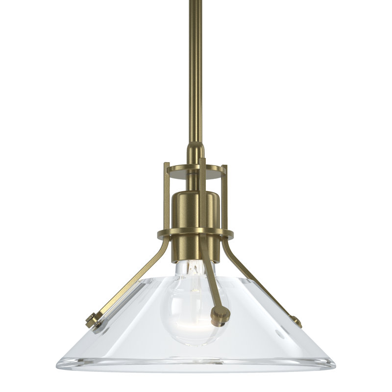 Henry 1 - Light Single Cone Pendant, Modern Brass, Clear Glass