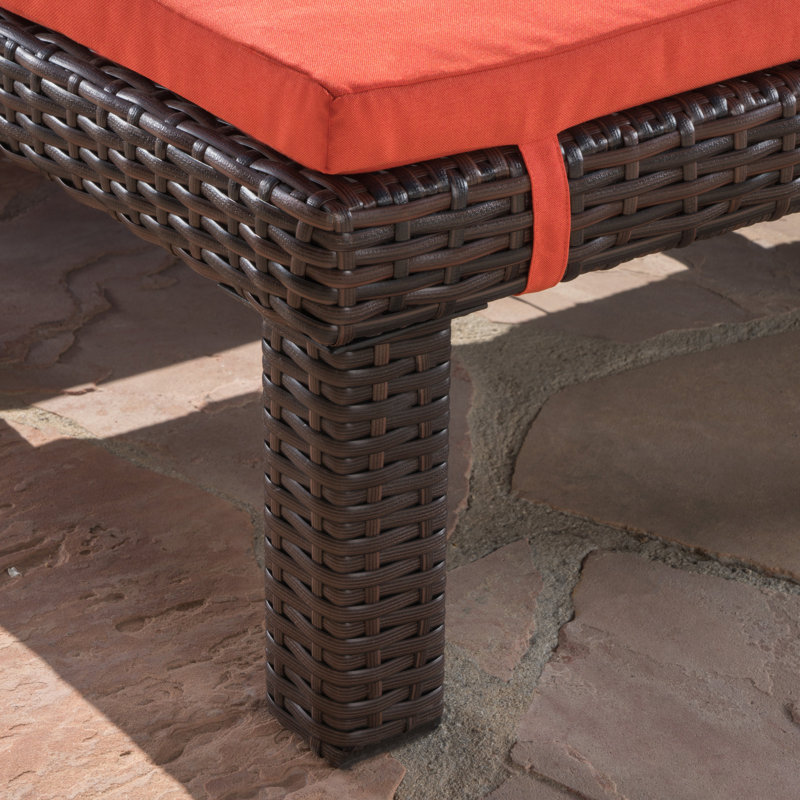 Caston Outdoor Wicker Chaise Lounge Set , Cushion Included, Orange