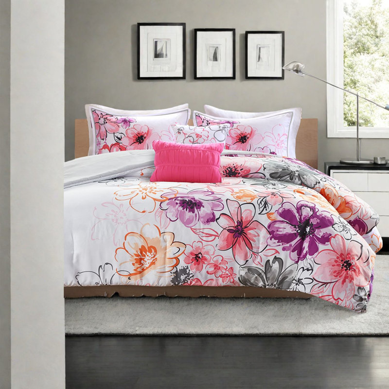 Ensemble de literie pour très grand lit hypoallergénique de qualité supérieure, motif floral en polyester doux pour les chambres à coucher modernes