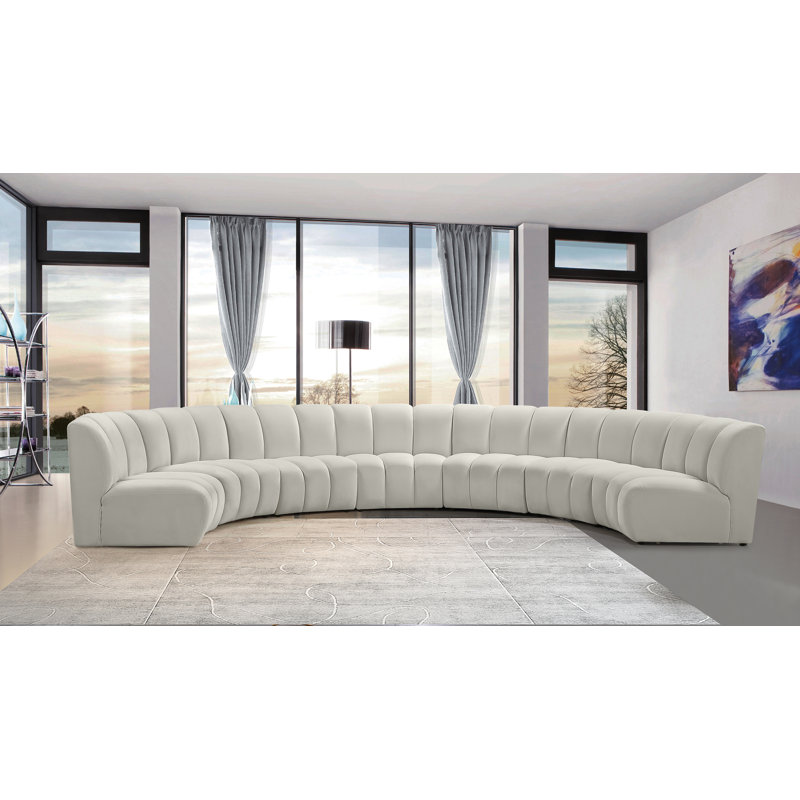 Canapé modulaire en velours Infinity, Velours crème, 7 pièces