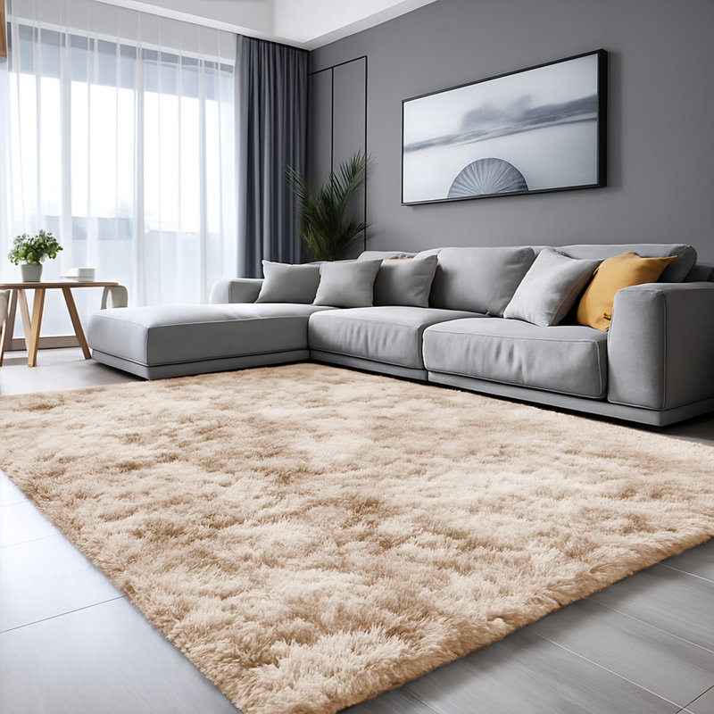 Aajon Solid Colour Shag Area Rug, Rectangle 60 x 110cm