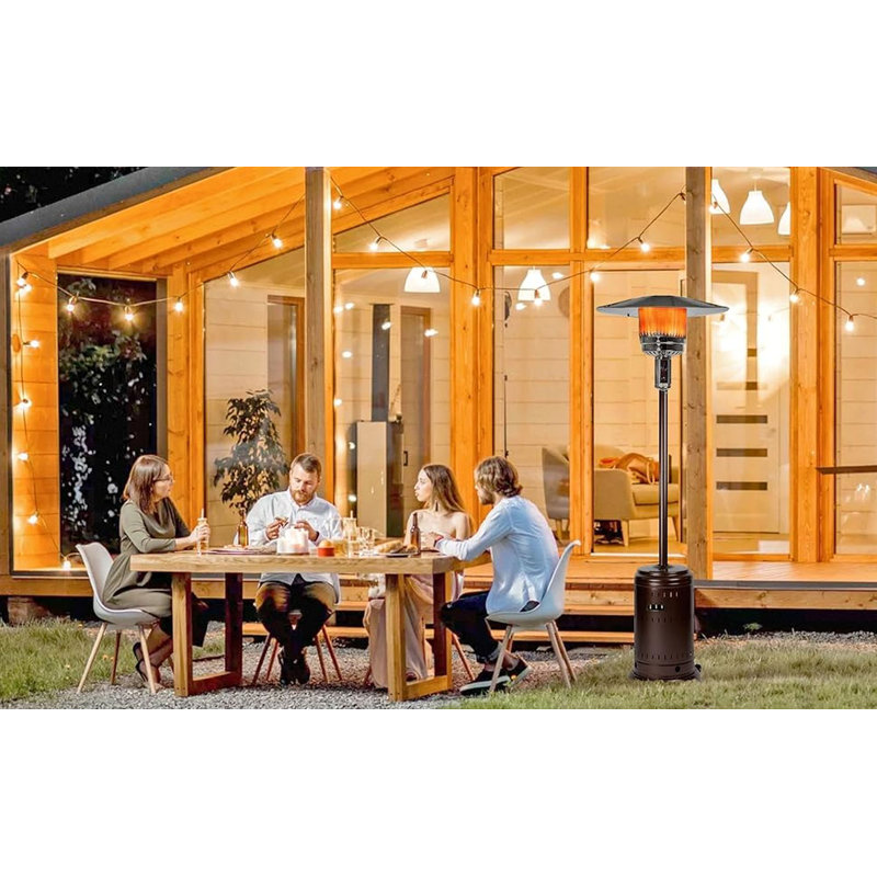 Fire Sense Patio Heater with Wheels 46,000 BTU Output Electronic Ignition System Propane Heater-aged chestnut, Aged Chestnut