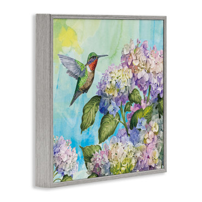 Colibri et hortensias, giclée encadrée, design par Tim Coffey