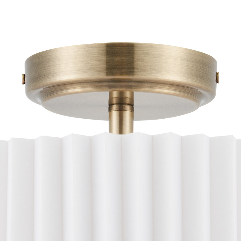 Pelayo Polyester Semi Flush Mount, 9.3" H x 12.2" W x 12.2" D, Gold