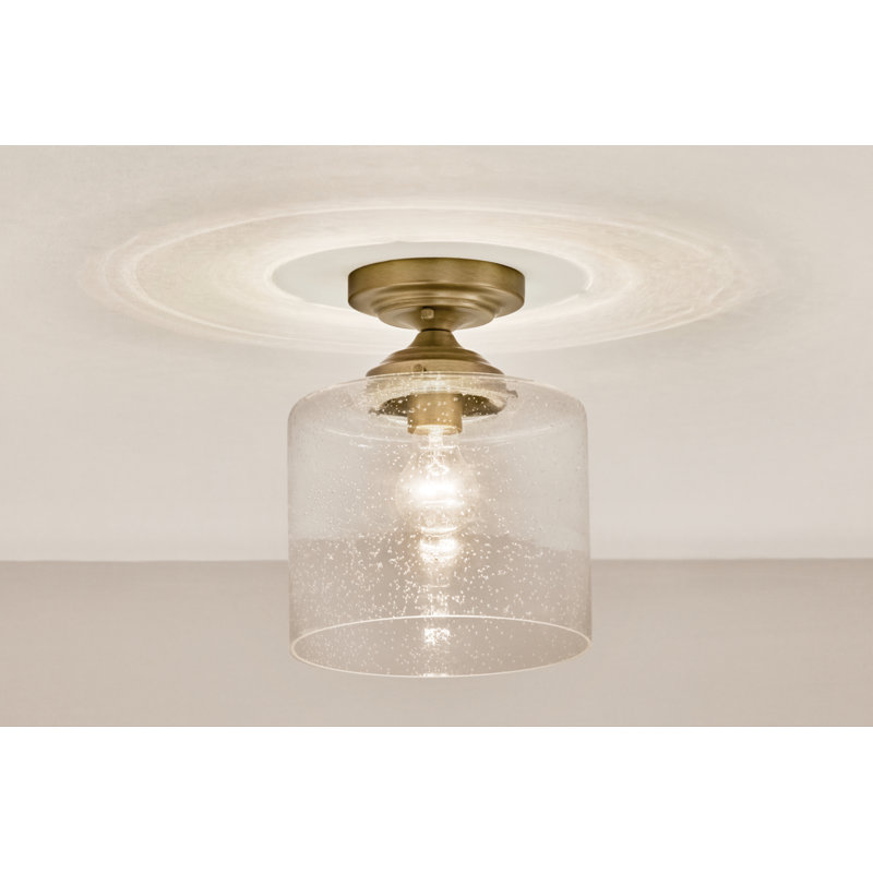 Winslow Natural Brass Semi-Flush Mount with Clear Seeded Glass