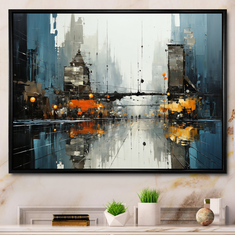 Malgorzata " Urban Utopia I ", Black Floater Framed, 34" H x 44" W x 1.5" D