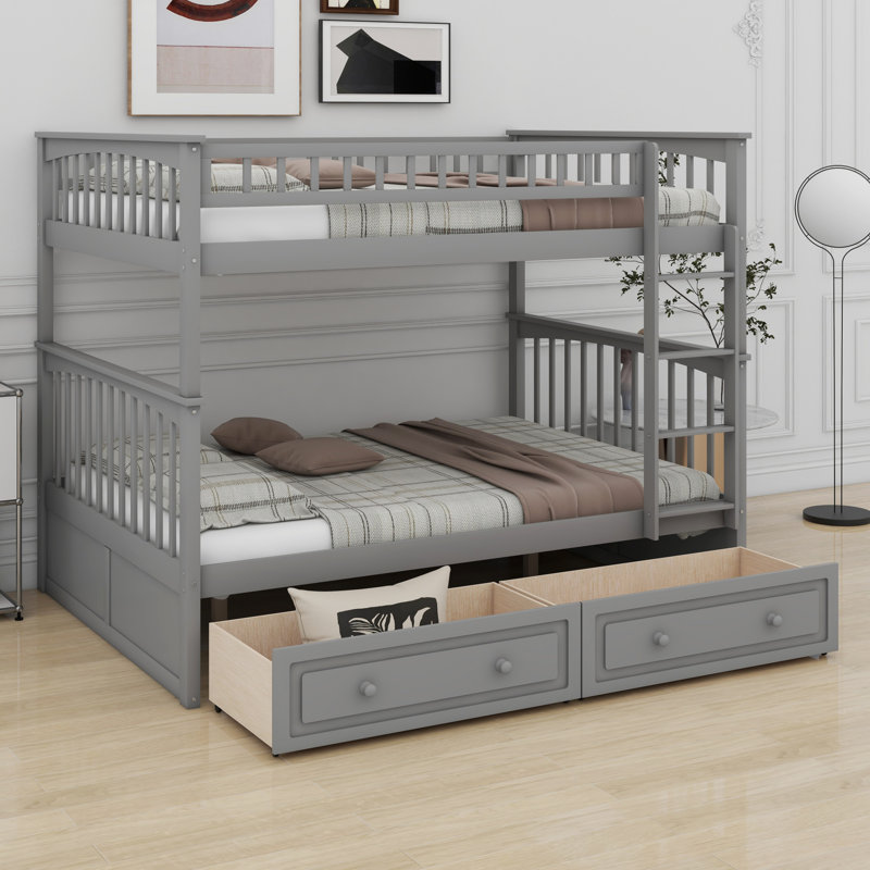 Bunk Bed With Drawers, Convertible Beds, Grey